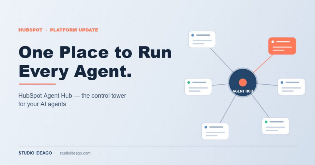 HubSpot Agent Hub control tower managing AI agents